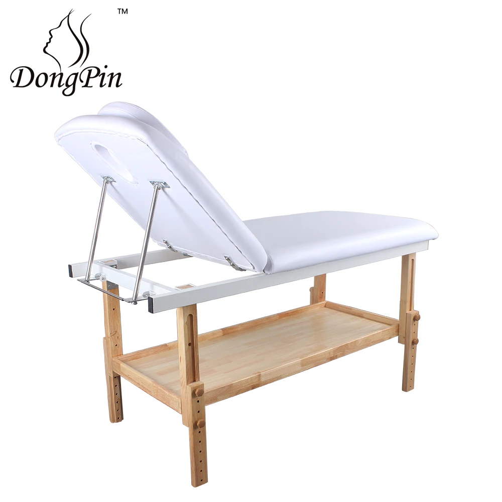 Solid Wooden Massage Table Bed Salon Furniture Facial Spa Bed with Storage