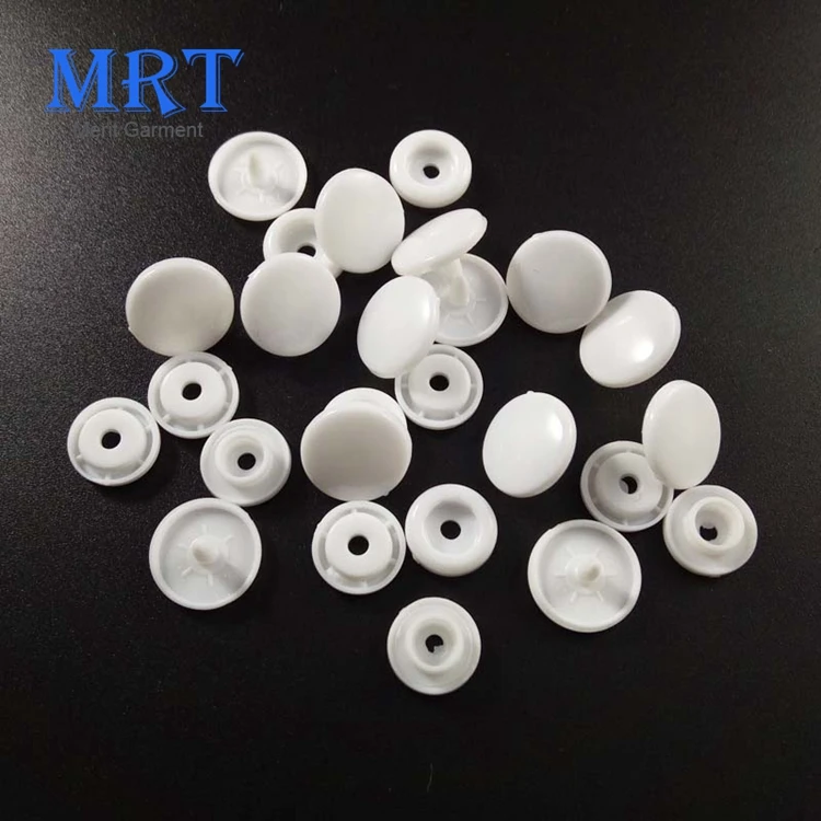 Professional White/black Solid Colorful Covered Children Clothes 4 Parts Plastic Fastener Press Snap Button Shank Washable Round