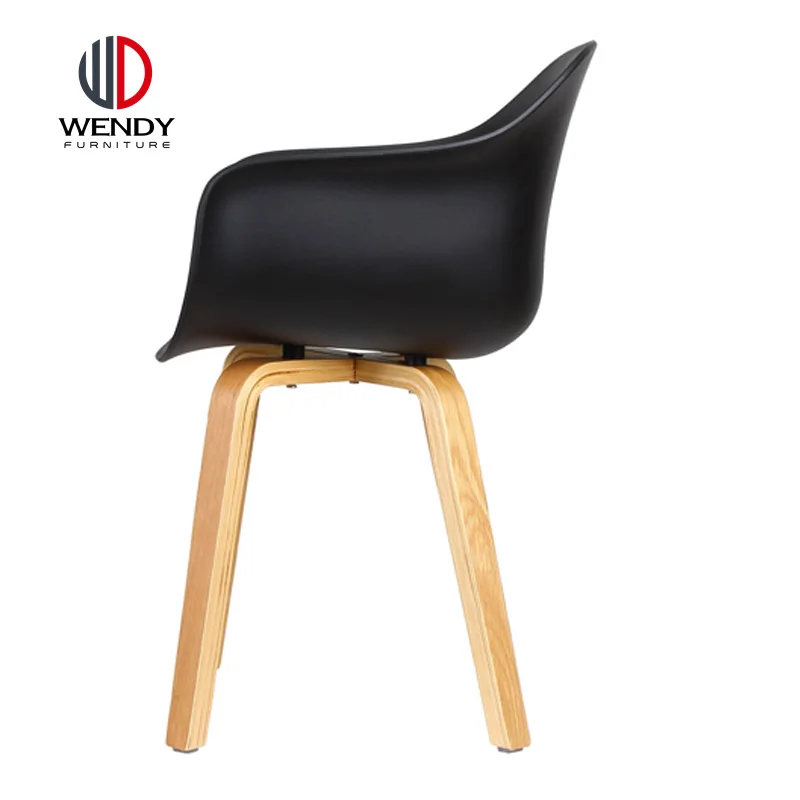 Modern design fashion dining chair wooden legs Plastic coffee shop chair