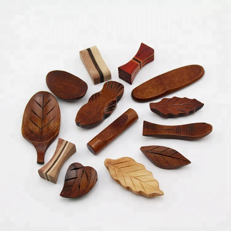 Leaf Shape Wooden Chopsticks Forks Rest Holder Kitchen Spoon Stand