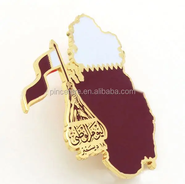 Qatar flag and map magnet metal pin badge with gift box