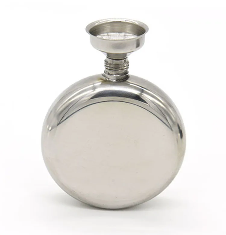 Плоская фляжка 5 унций из нержавеющей стали с воронкой, Круглый портативный контейнер для ликера, виски, винная бутылка