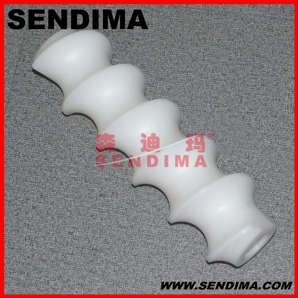 
Worm screw able to divide onto two lines shaped containers. 