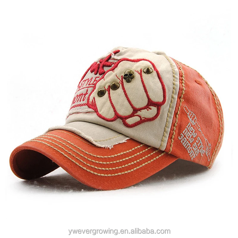 Wholesale custom embroidered 6 panel baseball hat 100% cotton distressed baseball cap for sale