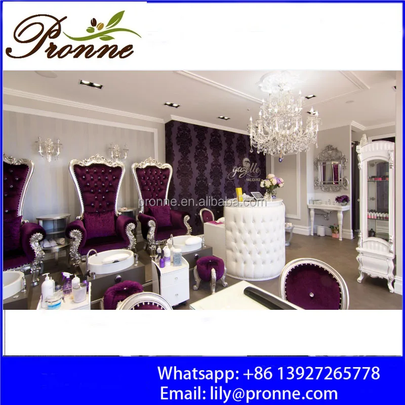 Foshan furniture purple velvet beauty sex nude girls spa massage chair