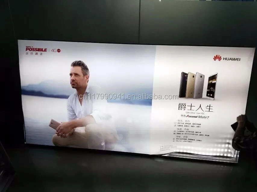 Advertising wall display photo frmaeless led fabric light box