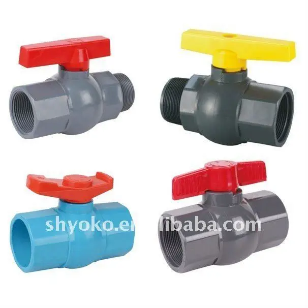 Шаровой кран из ПВХ с различными ручками