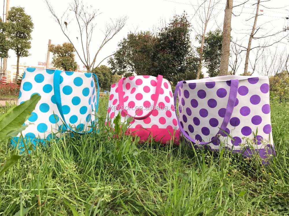 
Wholesale Monogrammed Canvas Polka Dot Beach Bag 