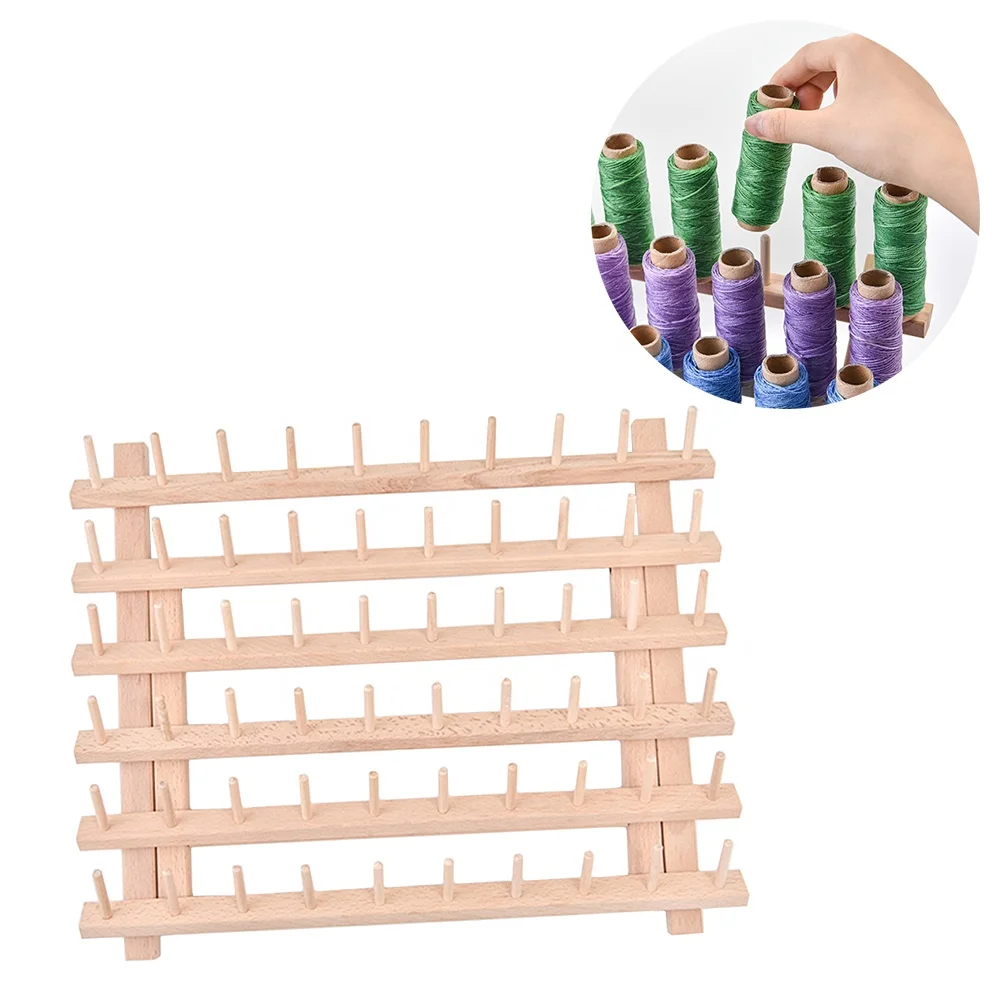 60 Spools Wooden Thread Holder Rack Organizer Storage Holder for Embroidery Sewing Thread Racks