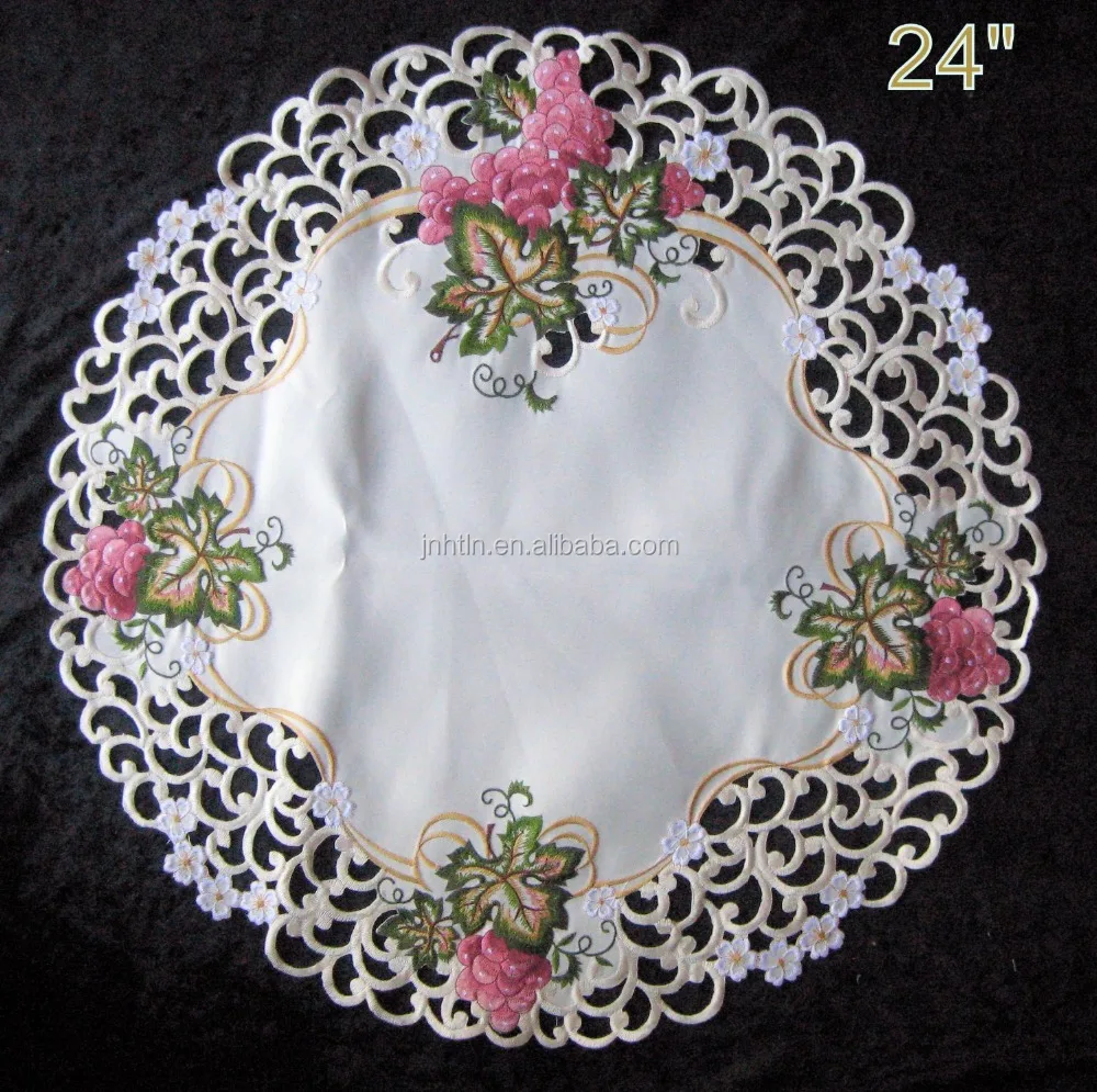 Круглый вышитая Салфетка или столовых цветок или бабочка стиль 12 дюйм(ов)