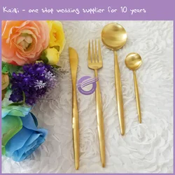 QT00052 wholesale high quality rose gold stainless steel cutlery set flatware set