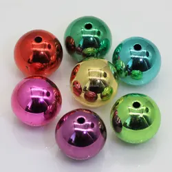 Cheap Price Loose 20mm UV Metallic Shiny Finish DIY Chunky Acrylic  Gum Spacer Beads Acrylic Gumball Balls with 2.5MM Hole