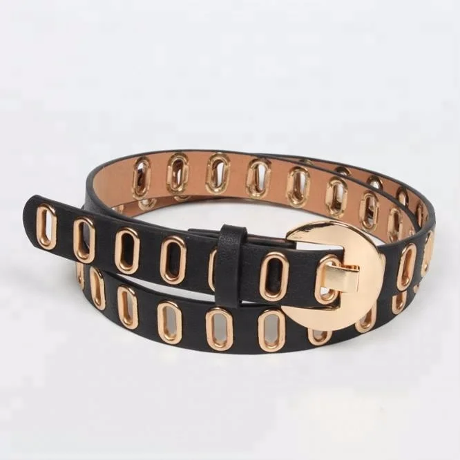 2018 new products leather waist belt with rivets for women fashion accessories