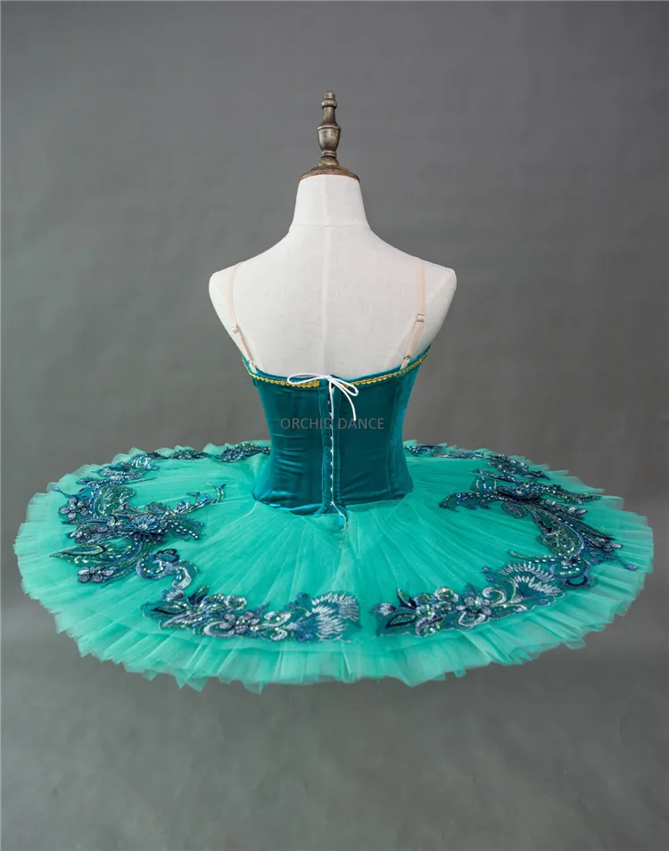 Professional High Quality Unique Design Handmade Girls Performance Green Ballet Tutu