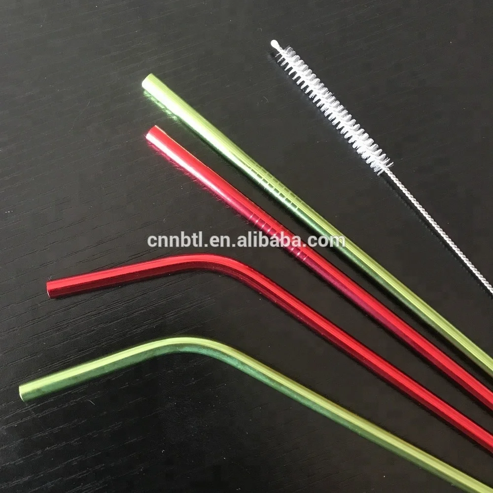 
6mm Food grade aluminum straw stainless steel drinking straw with various colors bulk order 