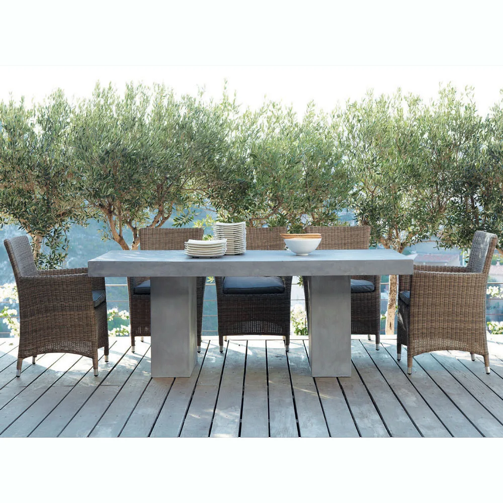 Handmade Modern Garden Dining Set 6 Chairs PE Rattan Wicker Furniture Tables and Chairs Set