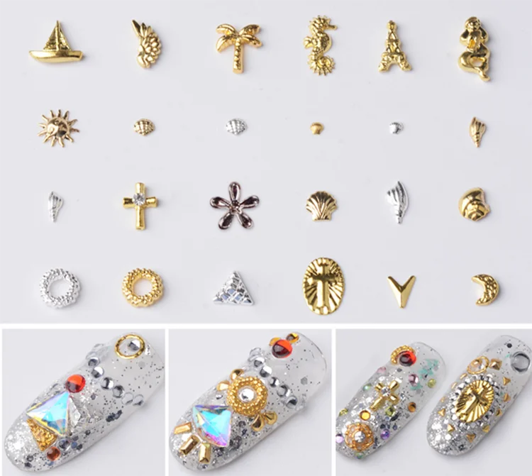 3d alloy seashell nails art for nail salon and art deco nail art design