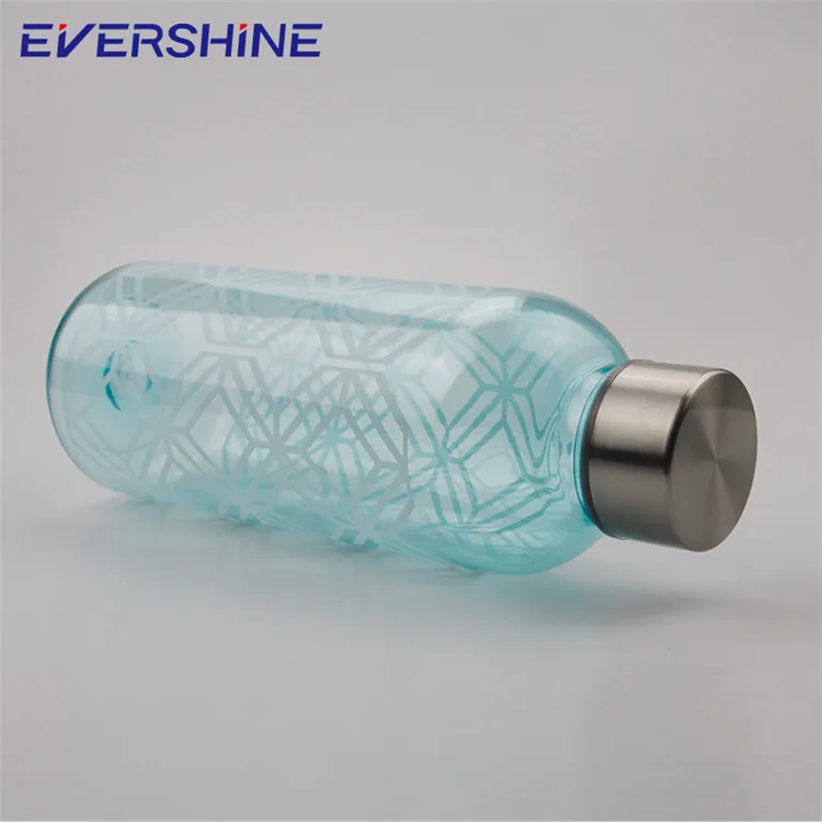 Wholesale 24oz AS transparent plastic transparent  sport water bottle with metal cap