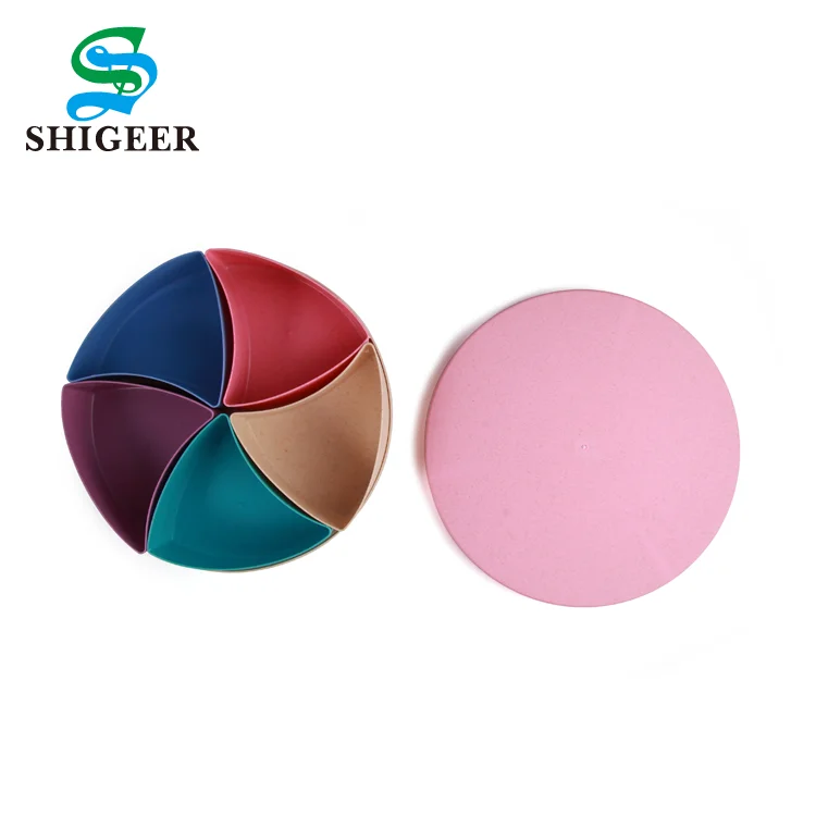 
Chinese Fashion Customized Round Type Plastic Food Container Candy Tray With 5 Compartments 