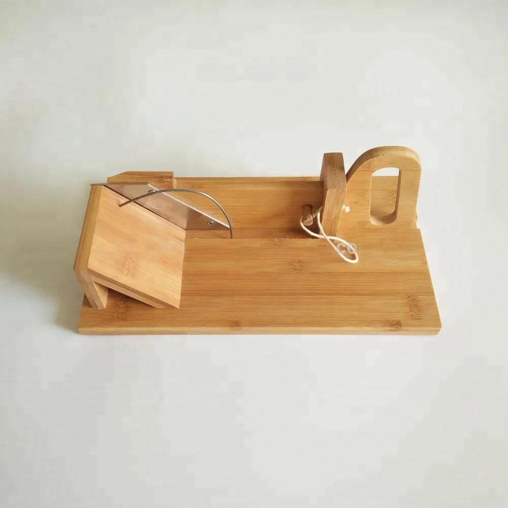 Bamboo Wood Sausage Slicer Small Salami Guillotine Slicer