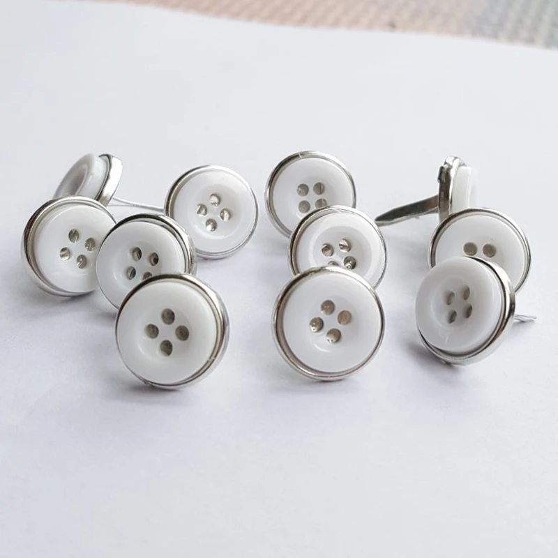 300pcs/pack 12mm Paper Crafts Fastener Metal Resin Home Decoration Pin Iron Europe Painted Scrapbook Antique Imitation Ff-btb001