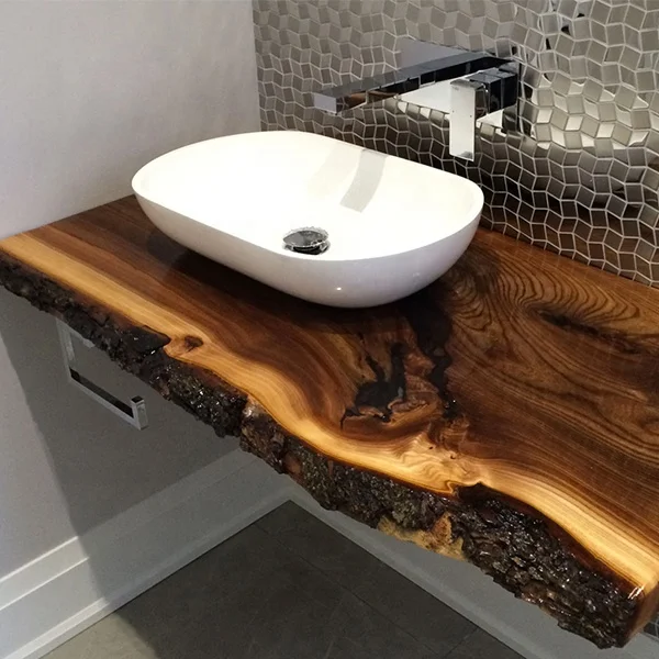 
High End Home Furniture Table Solid Wood Bathroom Vanity Cabinet Wood Slab 