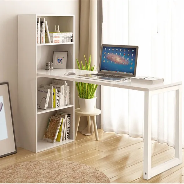 Modern Computer Desk with Bookcase Brief Writing Table Design