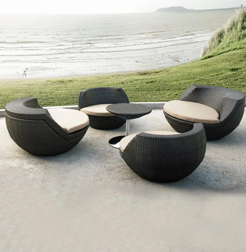 stackable Rattan chair and table/Modern design space saving furniture