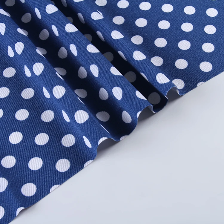 Latest design polka dot pattern twill 4 way spandex stretch african print fabric