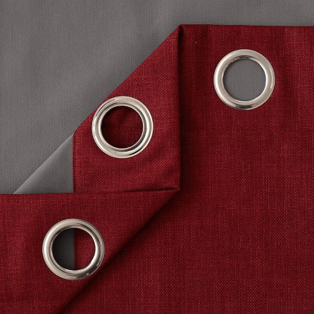 Full Light Shading Blackout Curtains Solid Thermal Insulated Blocking Drapes Grommet Top Faux Silk Satin Curtains for Bedroom