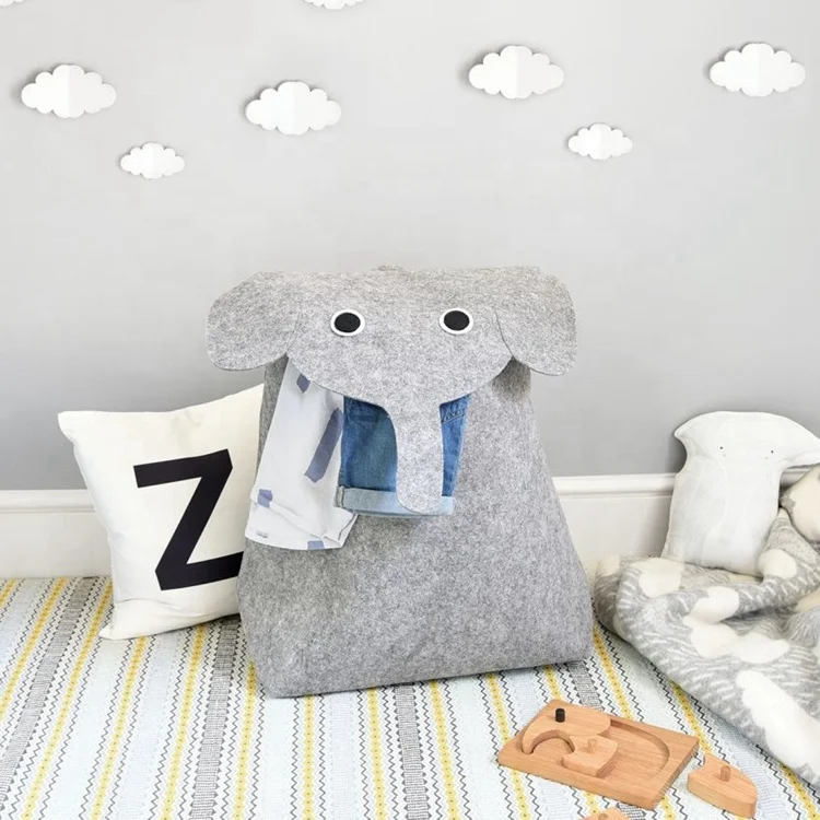 2019 Huafeng trending felt storage organizer basket elephant felt toy basket laundry basket