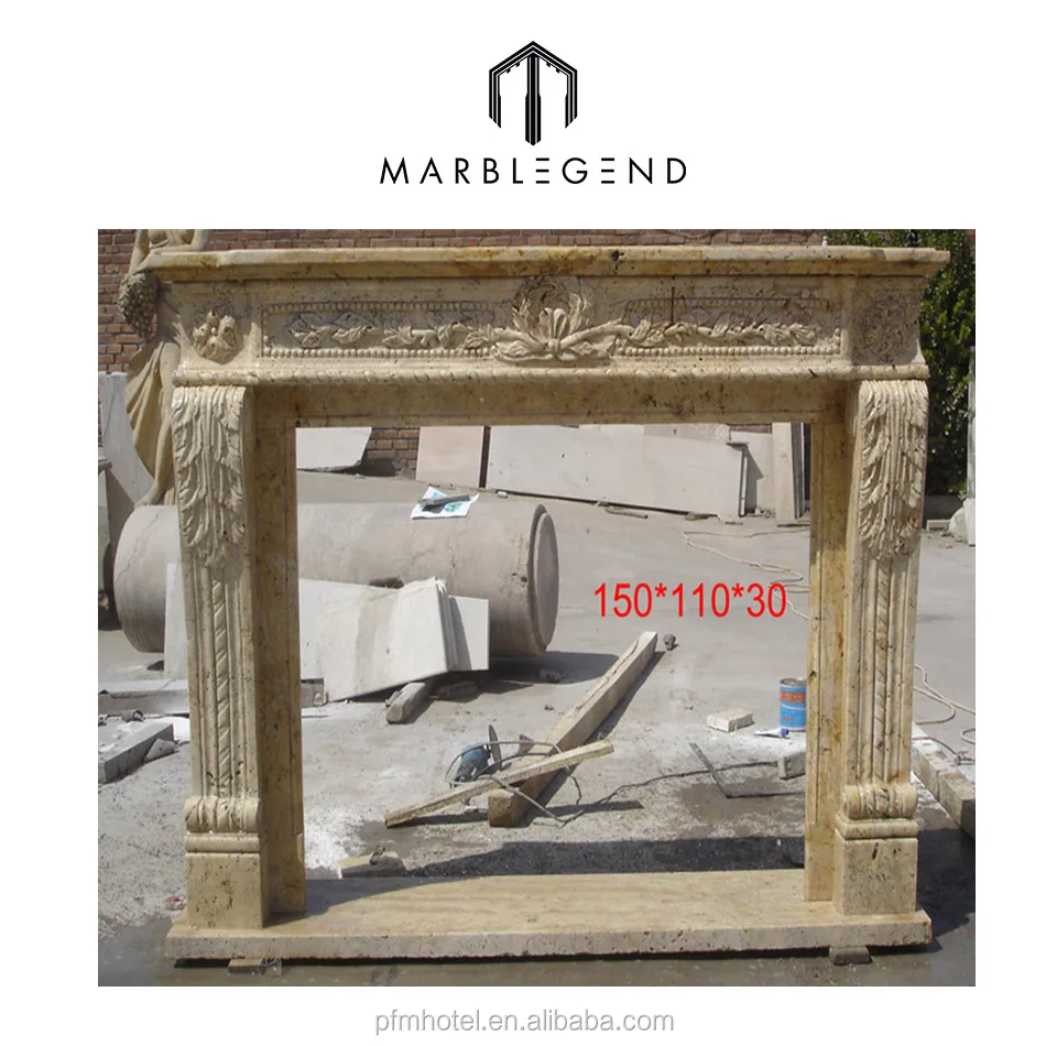 PFM Indoor Used Hand Carved marble fireplaces mantel