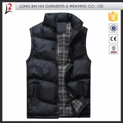 Hot sell wholesale custom LOGO zipper winter jacket black quilted down puffer vest men