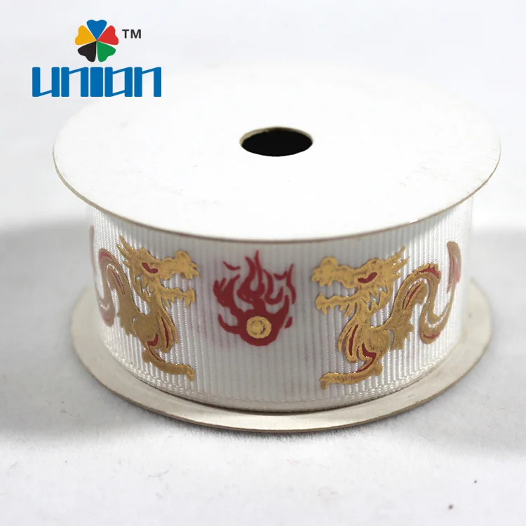 CNY red ribbon with GONG XI FA CAI character dragon ribbon for happy new year