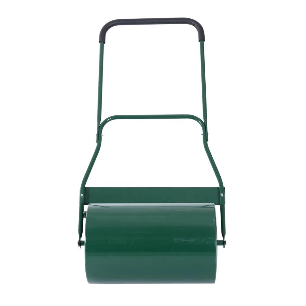 
40L Lawn Roller Drum Scraper Bar Collapsible Handle Water or Sand Filled 32cm Green Garden tools cart 