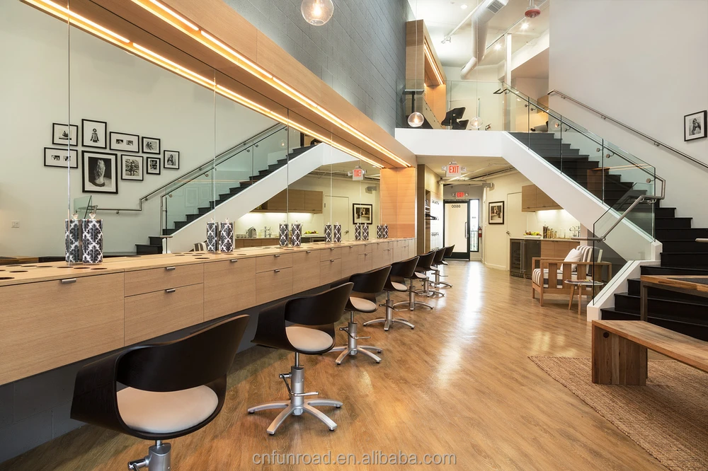 Bespoke long wooden nail salon manicure table with cabinets Chinese factory