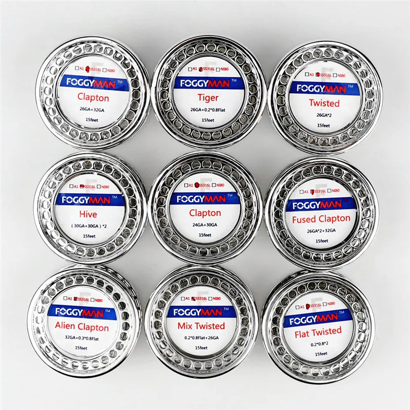 
Foggyman SS316L wire pre wrapped clapton Tiger Twist Hive fused clapton alien clapton flat mix twist resistance heating wire 