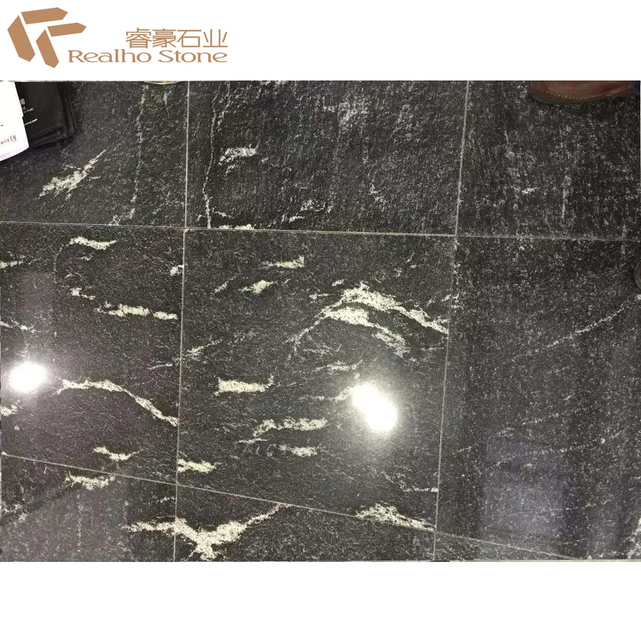 
Cutter Size Flamed / Polished Slabs Milky Way Black Granite With White Veins 