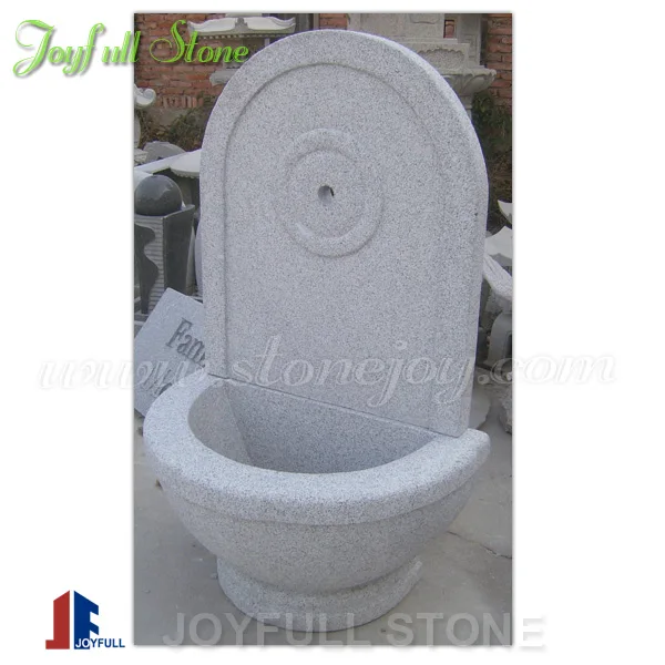 
European Carved Stone Granite Wall Fountain with fish sculpture 
