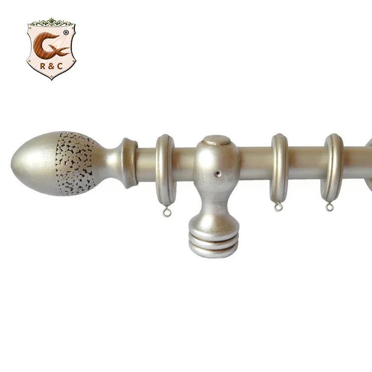 Antique silver hardwood decorative fancy curtain rods