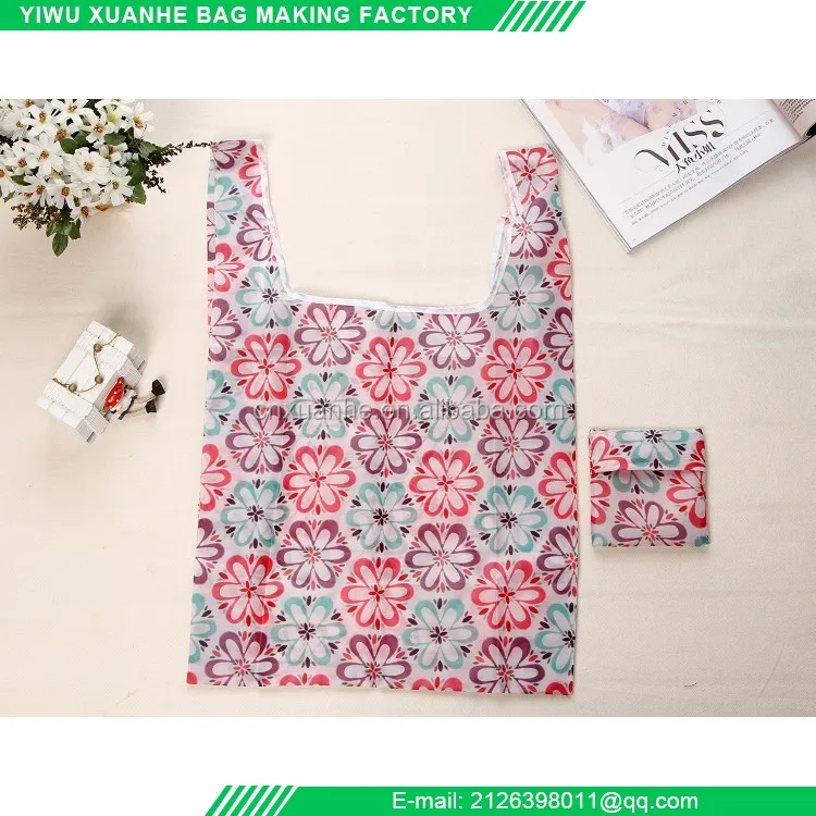 Polyester Material Reusable Eco Foldaway Shopper Foldable Reusable Grocery Shopping Tote Fashion Bag