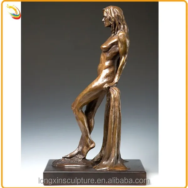 Modern garden decoration carved polished casting  bronze beautiful sexy woman sculpture