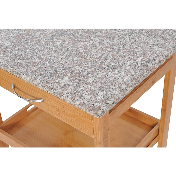 Kitchen Island on Wheels with Wood Top and Drawer, Trolley Cart with Open Shelf and Storage Cabinet for Dining Room