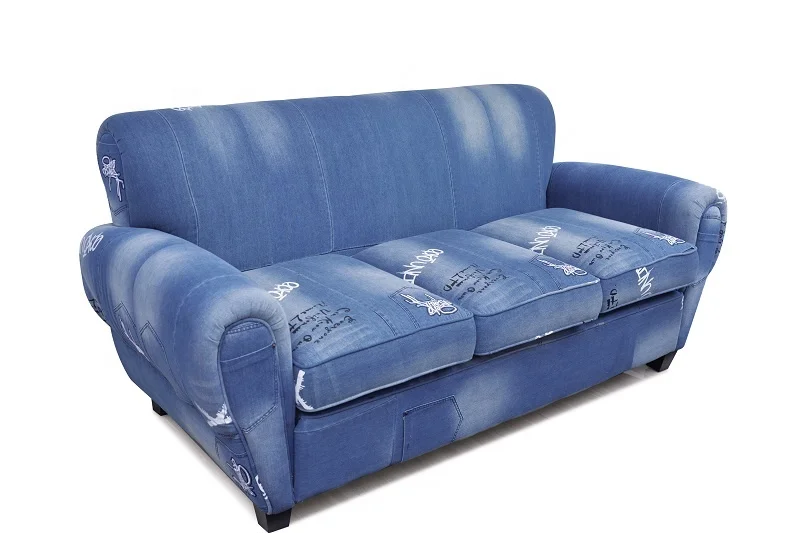 Living room furniture unique design 3 seater fabric upholstery jeans sofa