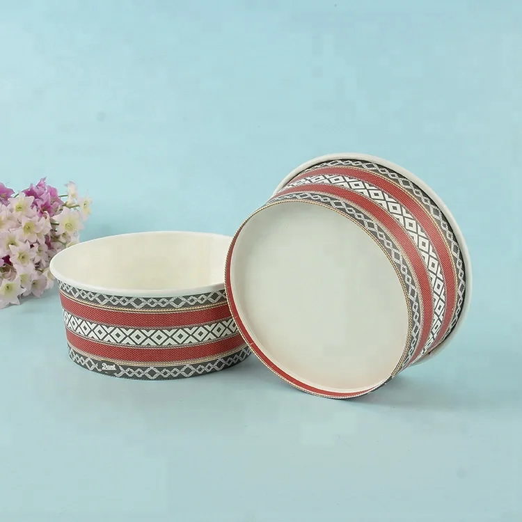 Custom Disposable Single Wall Paper Salad Bowl with PET Lid