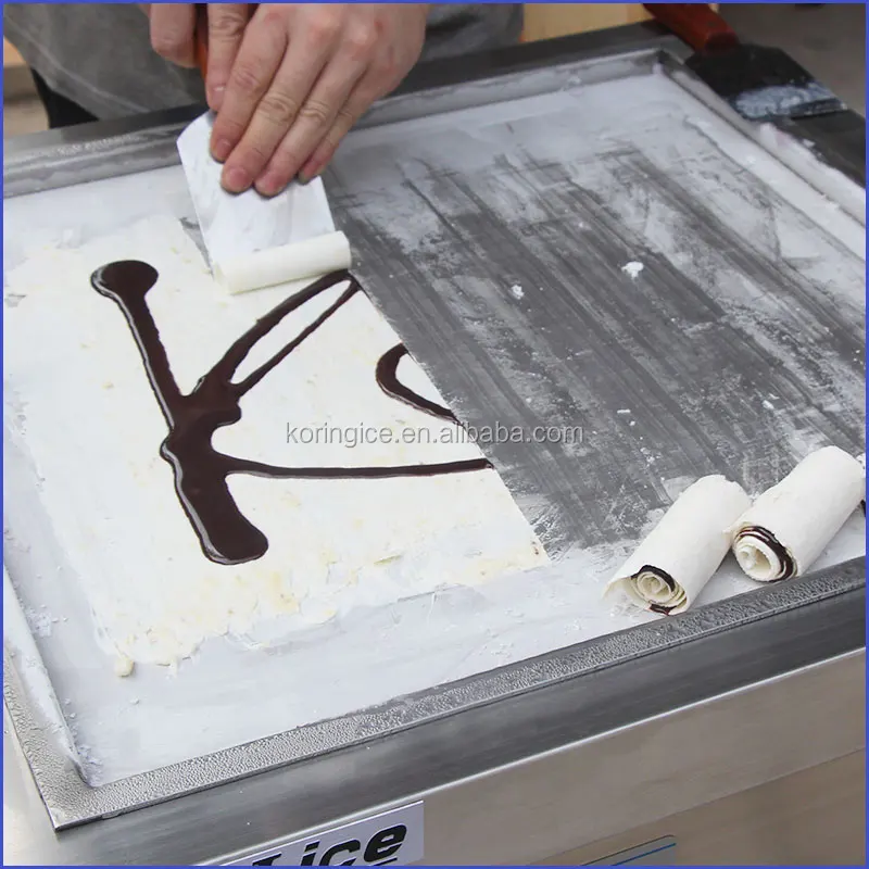 thai style single flat pan fried ice cream machine