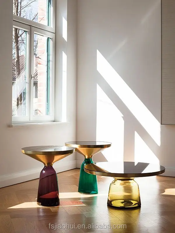 
Replica designer furniture Transparent glass coffee bell table bell side tea table 