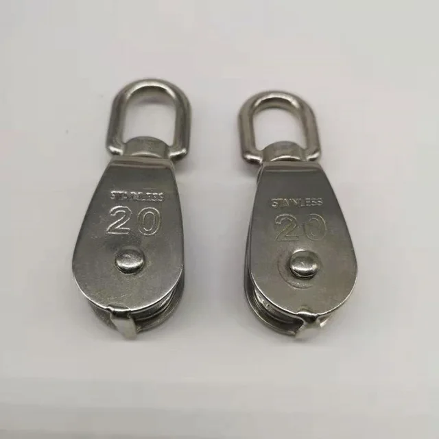 M20 High Quality Stainless Steel Heavy Steel Single Wheel Swivel Lifting Rope Pulley Block 304