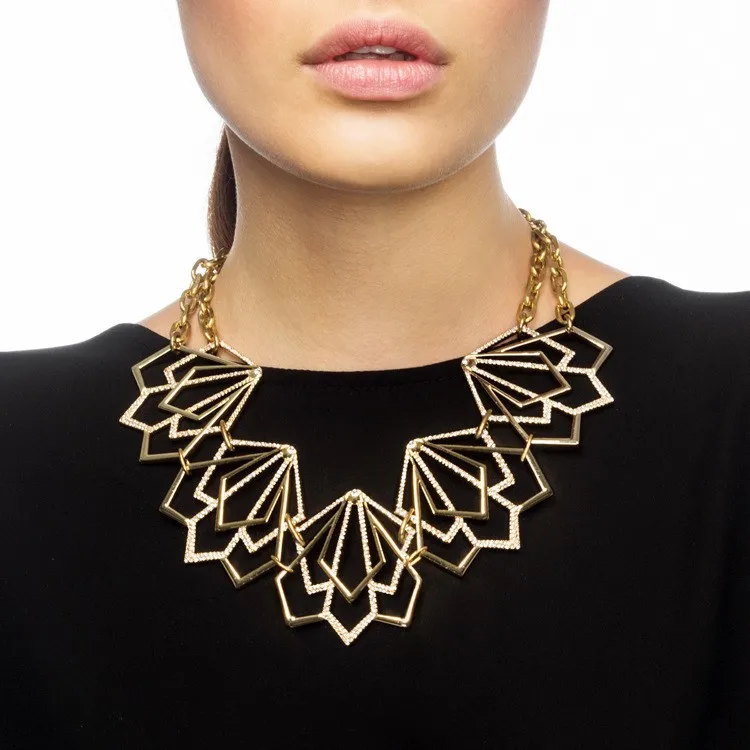 
new handmade charm irregular diamond necklace,unique modern style gold chain latest design necklace fashion jewelry for party 