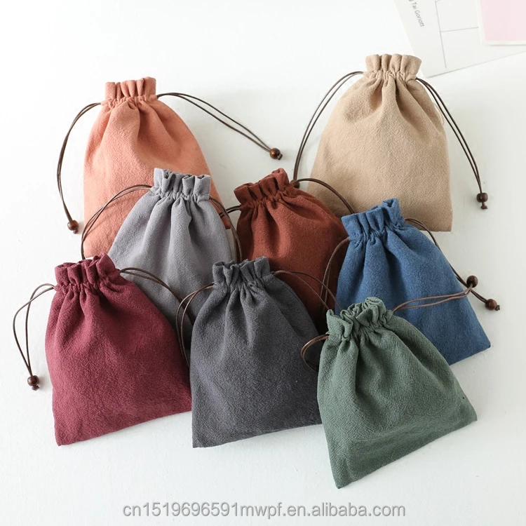 
Colorful Cotton Linen Fabric Jewelry Pouch with Drawstring  (60643552121)